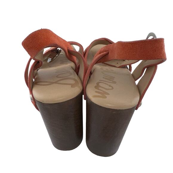 Sam Edelman Josefine Orange Suede Open Toe Platform Clog Heeled Sandals 6M NWOB - Picture 4 of 5